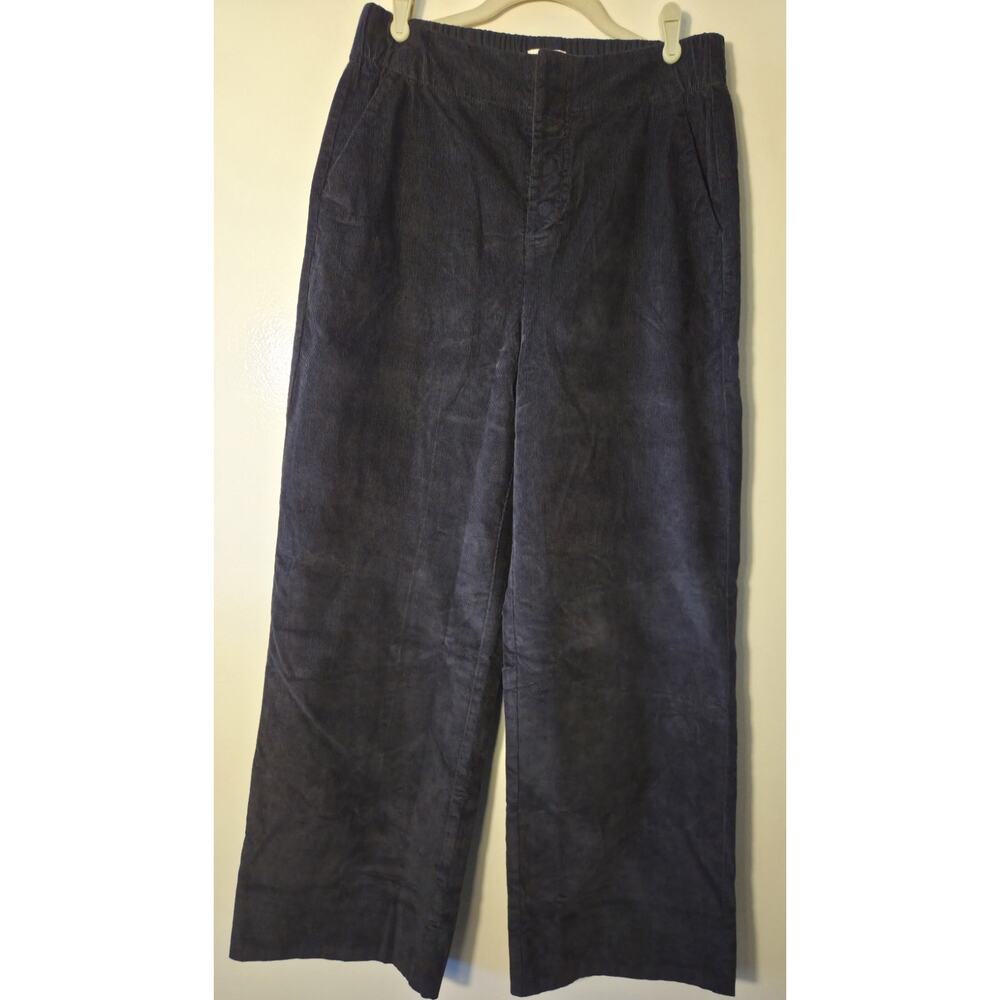 New Pact Wide Leg Womens Pants Gray Sz M Micro Corduroy Comfort Waist Organic